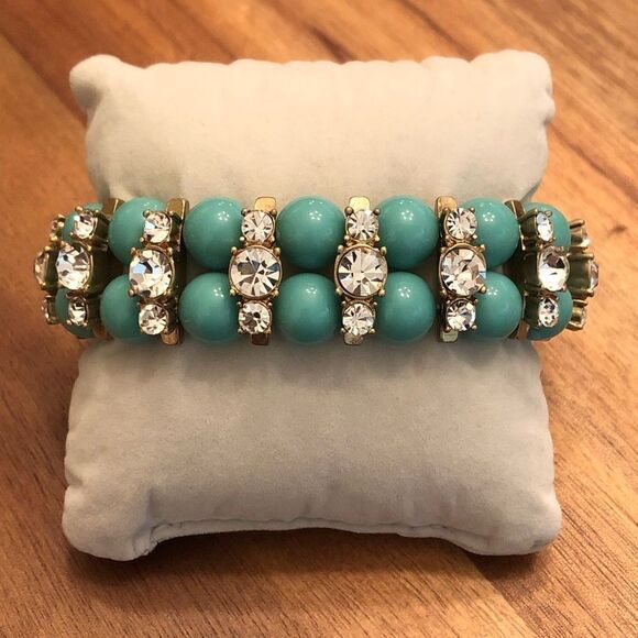 J.Crew | Beaded Rhinestone Stretch Bracelet | 2” Inner Diameter - Picture 1 of 4